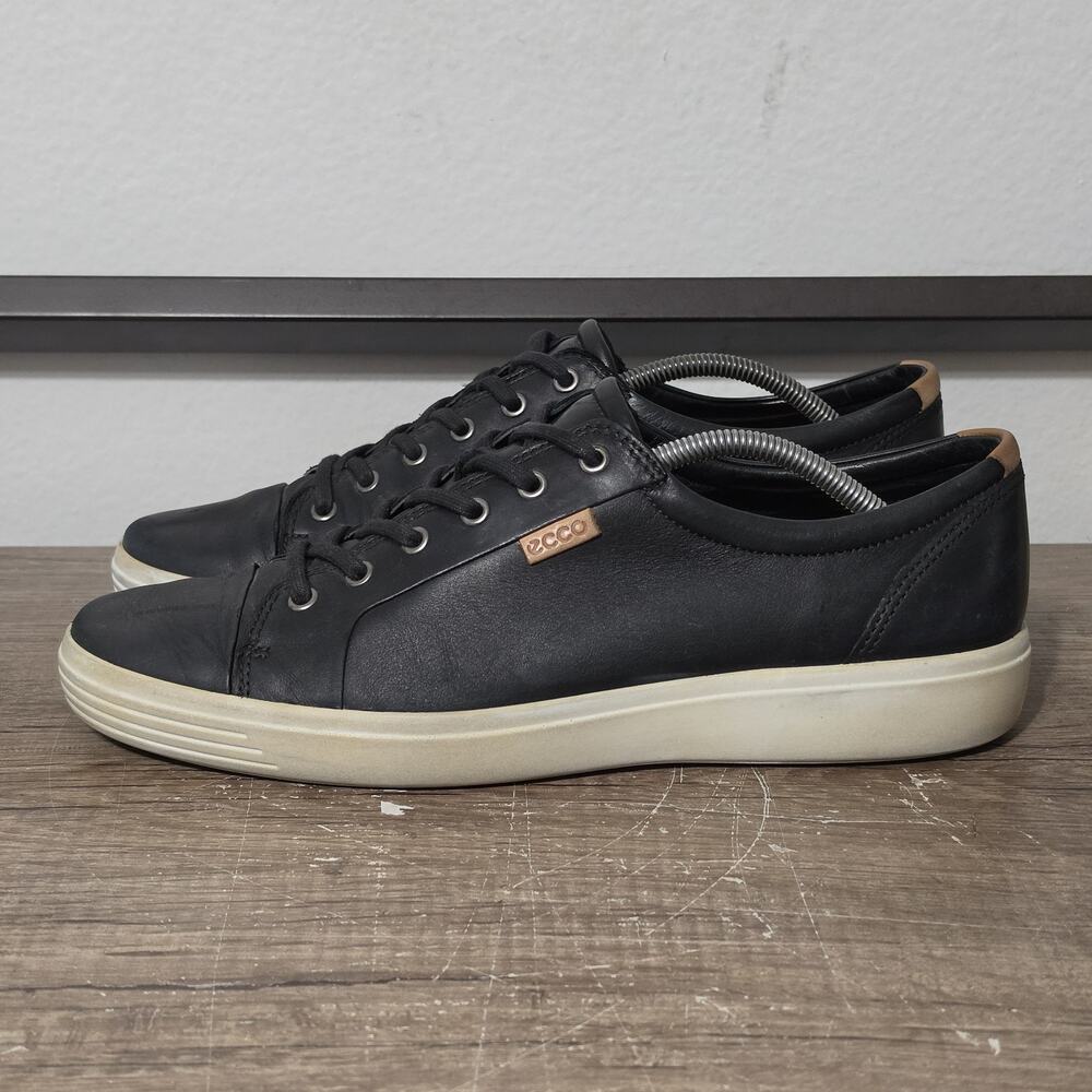 Ecco Soft 7 Men's Casual Comfort Leather Shoes Sneakers Size 46 (12-12.5) Black